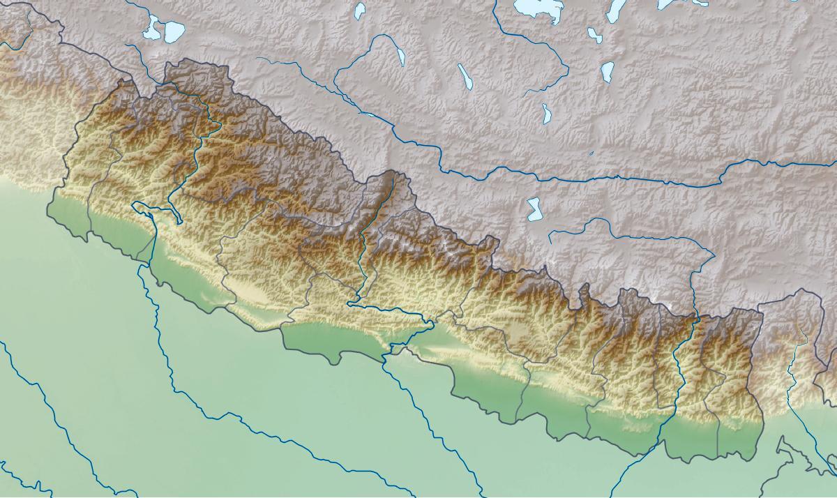 Mapa fizički nepal