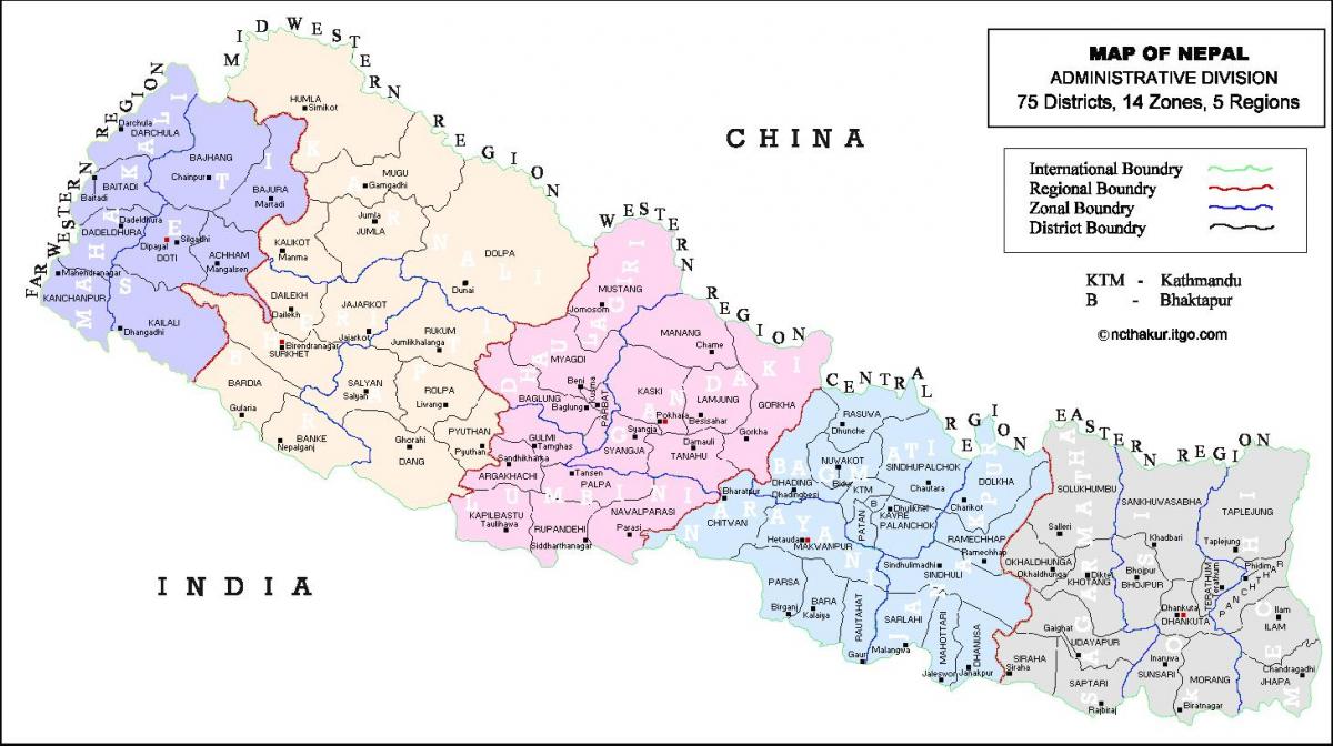 nepal 75 distriktu mapu