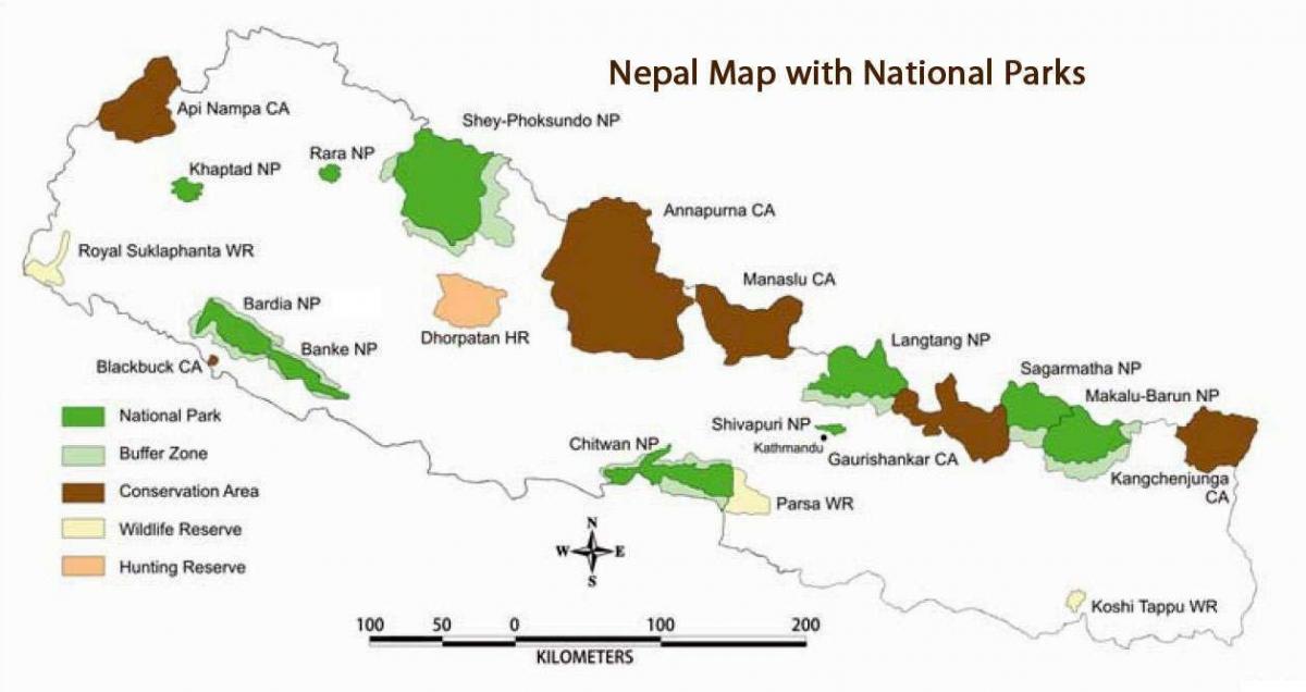 Mapa na nepal sa nacionalnih parkova