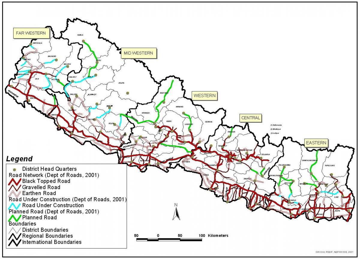mapa na nepal pokazuje autoputevi
