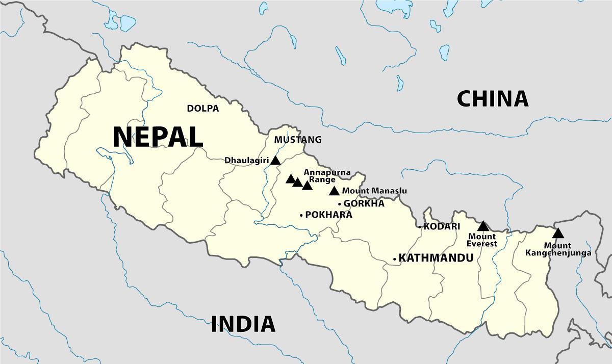 Mapa na nepal himalaja