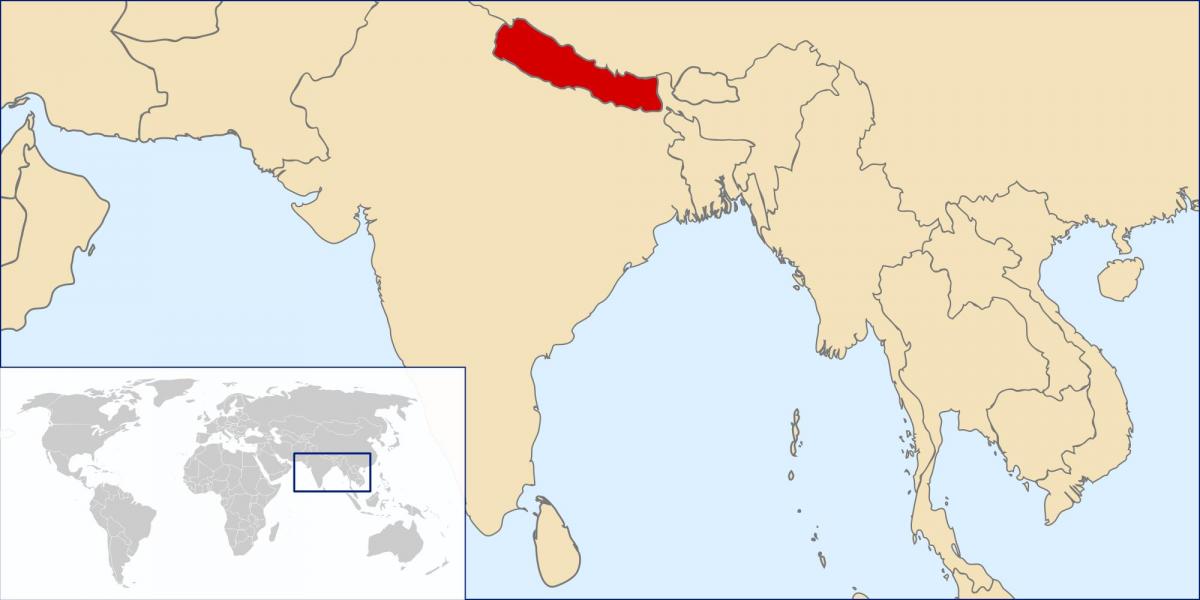 Mapa na nepal lokaciju na svijetu