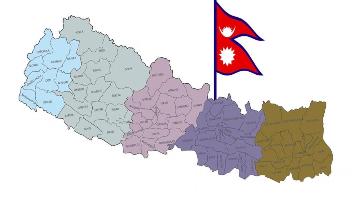 Mapa na nepal sa zastavom