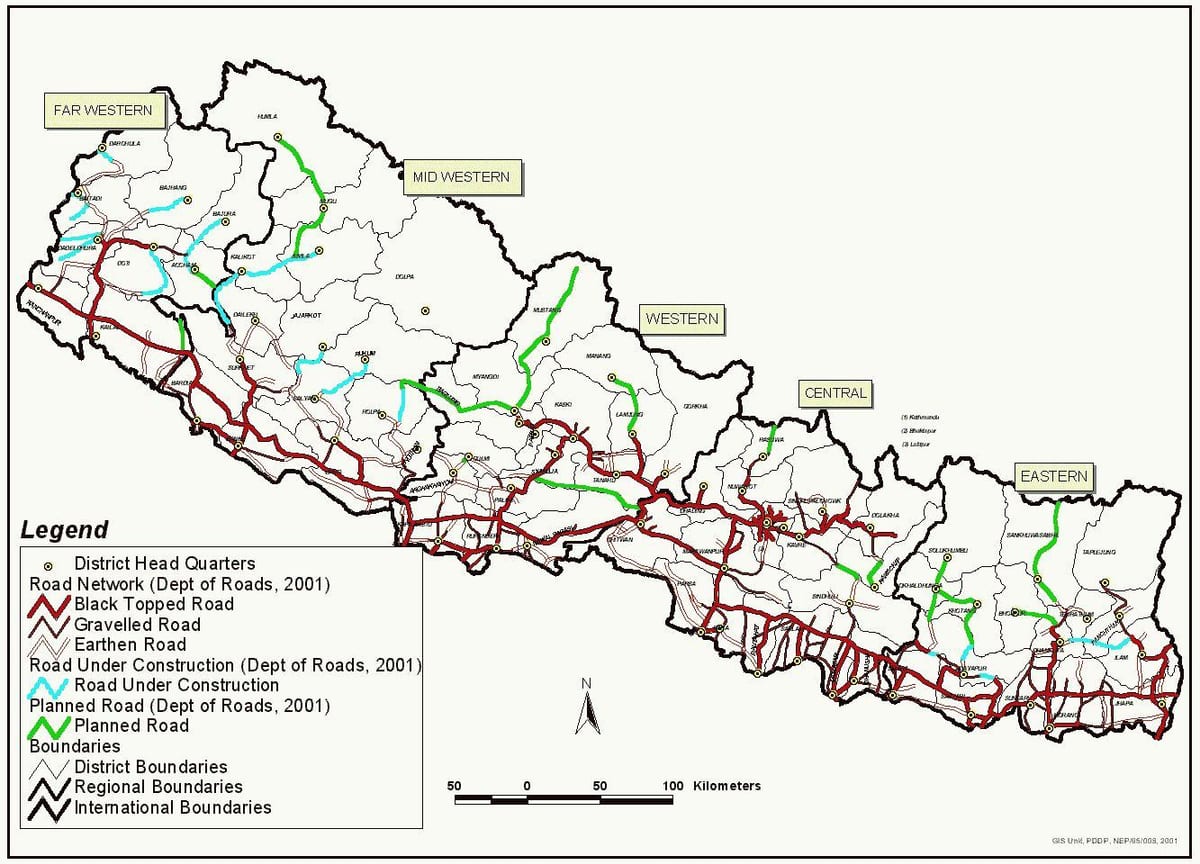 nepal mapa sa autoputa