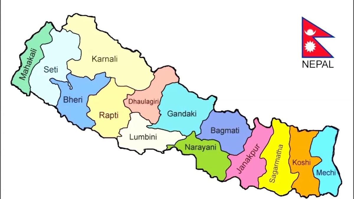 politički mapu nepal sa svim okruzima