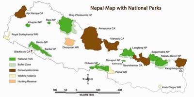 Mapa na nepal sa nacionalnih parkova