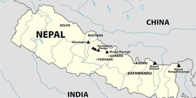Mapa na nepal planinama