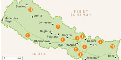 Nepal mapu s područja