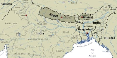 Mapa butanu nepal i tibeta