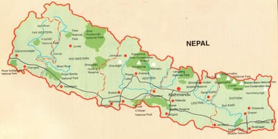 Mapa na nepal turistički vodič
