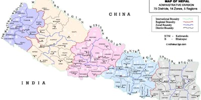 Mapa na nepal vdc