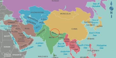 Mapa na nepal i okolne države